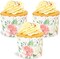 50 Pack Floral Cupcake Wrappers for Wedding, Watercolor Flower Paper Baking Cups and Muffin Liners for Garden Tea Parties, Baking Favors, Bridal or Baby Showers- (2.25 x 2.75 In)